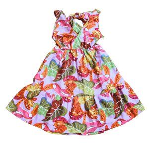 House of Harlow Linen Blend Purple Tropical Novelty Print Halter Dress XS S EUC